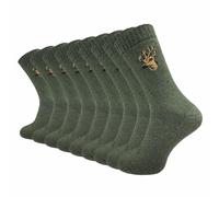 Jägersocken mit Hirsch Motiv | Pflegeleicht & robust | Perfektes Geschenk für Jäger | Herren (9 Paar) - Grün Hirsch / 39 - 42