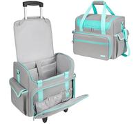 Jaffzora Lehrer-Trolley mit Rädern und abnehmbarem Griff, 43,2 cm (17 Zoll) Laptophülle, Rolltasche für Lehrer, Büro, Handwerk, Krankenschwester, Grau und Grün, Klassisch