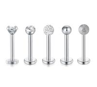 jagosen 5Stk 16G Tragus Labret Piercing Set ohrpiercing chirurgenstahl Lippenpiercing Studs 8mm CZ Ohr Helix Conch tragus Piercing Ohrstecker