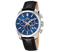 JAGUAR Armbanduhr Modell J866/2 aus der Kollektion ACAMAR, Gehäuse 43 mm, Blau mit schwarzem Lederarmband für Herren, Einfarbig, Streifen