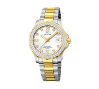 JAGUAR Damenuhr Modell J893/1 aus der Kollektion Woman, Gehäuse 34,5 mm, silberfarben mit zweifarbigem Stahlband, Einfarbig, Armband