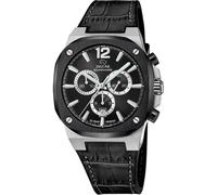 JAGUAR Swiss Made Herrenuhr Leder Schwarz - Chronograph Quarz, Datum, Saphirglas - Wasserdicht 10 ATM - Elegant - J1026/4 Rondcarre