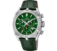 JAGUAR Herrenuhr J857/C Swiss Made Gehäuse aus Edelstahl 316L silber Lederband grün