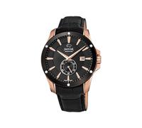 Jaguar Herren-Armbanduhr Acamar J882/1 vergoldet 44 mm Lederarmband Schwarz