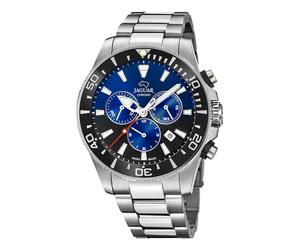 Jaguar quarz silberfarbenem herren uhr mit schwarzem zifferblatt und edelstahl armband one_size Silber