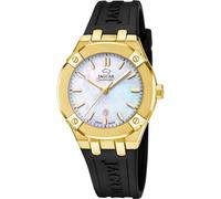 Jaguar Damenuhr J1018/2 Diplomatic Gold – Swiss Made, Edelstahl, schwarzes Kautschukband