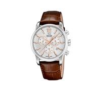 JAGUAR Swiss Made Herrenuhr Chronograph aus Leder Braun | Quarzuhr, Kalender, Widerstandsfähiges Saphirglas, Wasserdicht 5 ATM, J968/1, Acamar, Silberfarbenes Zifferblatt