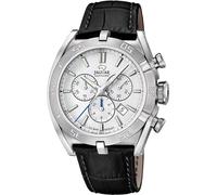 JAGUAR Swiss Made Herrenuhr Chronograph aus Leder Schwarz | Quarzuhr, Kalender, Widerstandsfähiges Saphirglas, Wasserdicht 10 ATM, J857/A, Swiss Made, Weißes Zifferblatt