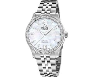 JAGUAR Swiss Made Uhr Automatik Damen aus Edelstahl 316L | Analog, Kalender, Widerstandsfähiges Saphirglas, Wasserdicht 5 ATM J997/1, Weißes Zifferblatt, Hypoallergen