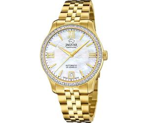 JAGUAR Swiss Made Uhr Automatik Damen aus Edelstahl 316L Goldfarben | Analog, Kalender, Widerstandsfähiges Saphirglas, Wasserdicht 5 ATM J999/1, Hypoallergen, Swiss Made