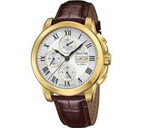 JAGUAR Swiss Made Uhr Automatik Herren aus Leder Braun | Analog, Kalender, Widerstandsfähiges Saphirglas, Wasserdicht 10 ATM J976/1, Silberfarbenes Zifferblatt, Hypoallergen