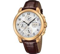 JAGUAR Swiss Made Uhr Automatik Herren aus Leder Braun | Analog, Kalender, Widerstandsfähiges Saphirglas, Wasserdicht 10 ATM J977/1, Silberfarbenes Zifferblatt, Hypoallergen