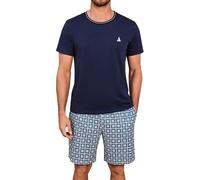 Jahetuul Schlafanzug Herren kurz Schlafhose Karomuster Pyjama Herren Sommer Rundhals Schlafanzüge für Herren Pyjamashort Jungen Nachtwäsche Männer