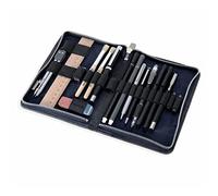 Jahn-Tasche - Großes Federmäppchen/Exklusives Stifte-Etui Größe L aus Büffel-Leder, Blau-Schwarz, Modell 014