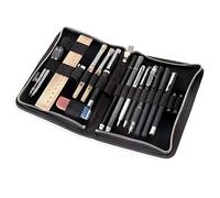 Jahn-Tasche - Großes Federmäppchen/Exklusives Stifte-Etui Größe L aus Büffel-Leder, Schwarz, Modell 014