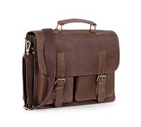 Jahn-Tasche Kompakte Aktentasche Businesstasche Größe M aus Büffel-Leder im Vintage-Style, Braun, für Damen und Herren, 410-n