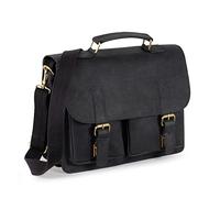 Jahn-Tasche Kompakte Aktentasche Businesstasche Größe M aus Büffel-Leder im Vintage-Style, Schwarz, für Damen und Herren, 410-n