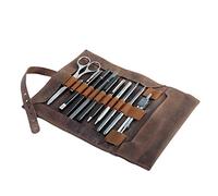 Jahn-Tasche - Stylische Stifterolle/Rollmäppchen Größe L aus Büffel-Leder, Cognac-Braun, Modell 015