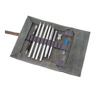 Jahn-Tasche - Stylische Stifterolle/Rollmäppchen Größe L aus Büffel-Leder, Grau, Modell 015