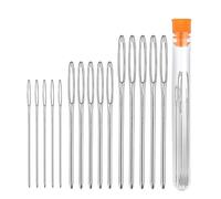 Jaimela 15 Stück Stopfnadeln, Nadeln Großem Öhr, Nähnadeln Set 5.2cm 6cm 7cm, Stahl Nähnadeln für Dicke Wolle mit 1 Aufbewahrungsrohr