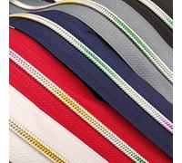 Jajasio Endlosreißverschluss 3mm Regenbogen laufschiene weiss 5 Meter Reißverschluss Meterware