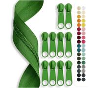 Jajasio Endlosreißverschluss mit zipper 3mm (Nonlock), 5 Meter, Reißverschluss endlos Auswahl aus 40 Farben/Farbe: 82 - grassgrün