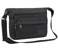 JAKAGO Wasserdichte Umhängetasche Herren,Multi-Tasche aus Segeltuch 15 Zoll Messenger Bag Arbeit Taschen für Herren & Damen,für Schule Reisen Arbeiten täglicher Gebrauch,Schwarz