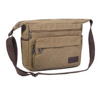 JAKAGO Wasserdichte Umhängetasche Herren,Multi-Tasche aus Segeltuch 15 Zoll Messenger Bag Arbeit Taschen für Herren & Damen,für Schule Reisen Arbeiten täglicher Gebrauch, Coffee