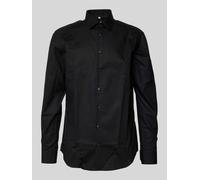 Jake*s Regular Fit Business-Hemd aus Popeline in Black, Größe 45/46