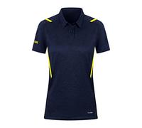 JAKO Damen Poloshirt Challenge, Marine-Meliert/Neongelb, 44