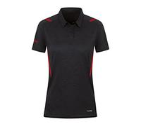 JAKO Damen Poloshirt Challenge, Schwarz-Meliert/Rot, 34