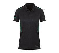 JAKO Damen Poloshirt Challenge, Schwarz-Meliert/Sportgrün, 36