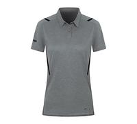 JAKO Damen Poloshirt Challenge, Steingrau-Meliert/Schwarz, 42