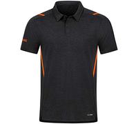 JAKO Herren Poloshirt Challenge, Schwarz-Meliert/Neonorange, L