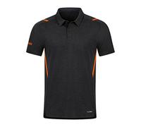 JAKO Herren Poloshirt Challenge, Schwarz-Meliert/Neonorange, M