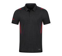 JAKO Herren Poloshirt Challenge, Schwarz-Meliert/Rot, S