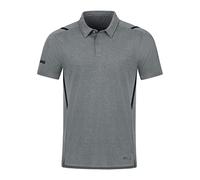 JAKO Herren Poloshirt Challenge, Steingrau-Meliert/Schwarz, XL
