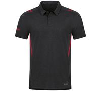 JAKO Damen Poloshirt Challenge, Schwarz-Meliert/Rot, 44