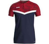 JAKO Iconic Poloshirt Herren & Damen Marine/Chilirot XXL - Atmungsaktives Unisex Freizeit Shirt mit Keep Dry Funktion, 100% recyceltes Polyester