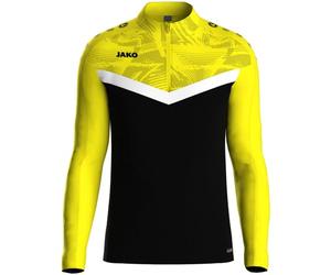 JAKO Ziptop Kinder Unisex Iconic Gr. 128 Schwarz/Soft Yellow - Atmungsaktives Sport Sweatshirt für Kinder mit Keep Dry Funktion und wärmender, weicher Fleece-Innenseite