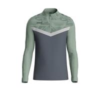 JAKO Ziptop Kinder Unisex Iconic Gr. 152 Anthra Light/Mintgrün/Soft Grey - Atmungsaktives Sport Sweatshirt für Kinder mit Keep Dry Funktion und wärmender, weicher Fleece-Innenseite