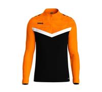 JAKO Ziptop Kinder Unisex Iconic Gr. 164 Schwarz Neonorange - Atmungsaktives Sport Sweatshirt für Kinder mit Keep Dry Funktion und wärmender, weicher Fleece-Innenseite