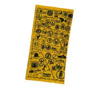 Jakobsweg Multifunktionstuch Sello-Art Gelb - Nahtloses Schlauchtuch für Pilger - Bandana mit schwarzen Pilgerstempeln - Schnelltrocknend 48 x 26 cm