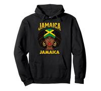 Jamaika Frau mit Afro-Haarflaggen-Kappe und Kolibri Pullover Hoodie