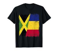 Jamaika, Rumänien, halbe Flagge, jamaikanisches rumänisches Erbe T-Shirt