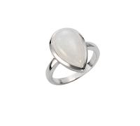 Fingerring JAMELLI "Silber 925 rhodiniert mit echtem Rainbow Mondstein 17x10,5mm" Gr. 18, weiß, Fingerringe, Damen, 056 (17,8), 7,45, Silber 925 (Sterlingsilber), Fingerring (30735166-18) weiß