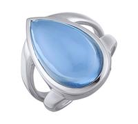 Fingerring JAMELLI "925 Silber rhodiniert Quarz hellblau (beh.)" Gr. 18, weiß (weiß, blau), Fingerringe, Damen, 056 (17,8), 8,1 ct, Silber 925 (Sterlingsilber) (84938546-18) weiß, blau