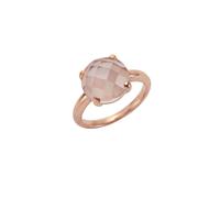 Fingerring JAMELLI "925 Sterling Silber rosé-vergoldet mit echtem Rosenquarz 12mm" Gr. 60, rot, Fingerringe, Damen, 060 (19,1), Silber 925 (Sterlingsilber), Fingerring (530113-60) rot