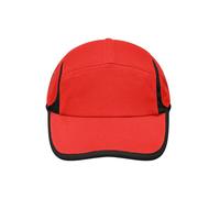 James & Nicholson 4 Panel Running Cap MB6544, rot/schwarz, Einheitsgröße (Anstoßkappe & Schutzmütze)