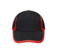 James & Nicholson 4 Panel Running Cap MB6544, schwarz/rot, Einheitsgröße (Anstoßkappe & Schutzmütze)